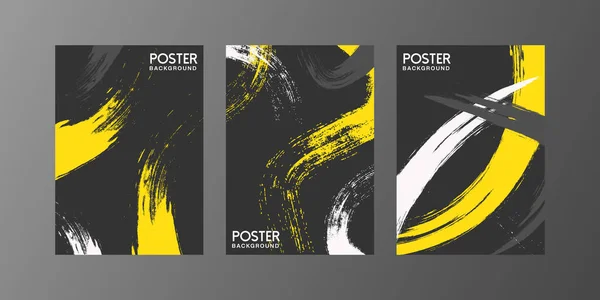 Abstrakte Farbspritzer Pinsel Poster Hintergrund Set Künstlerisches Design Perfekt Für — Stockvektor