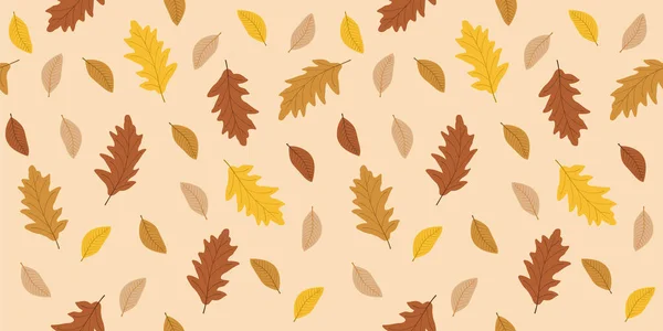 Autumn Leaves Seamless Pattern Design Floral Fall Season Illustration Background — Stock Vector