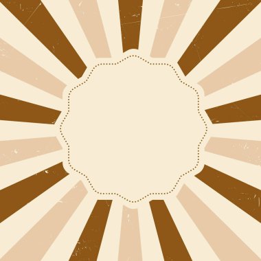 Klasik kahverengi retro patlama arkaplanındaki vintage rozet