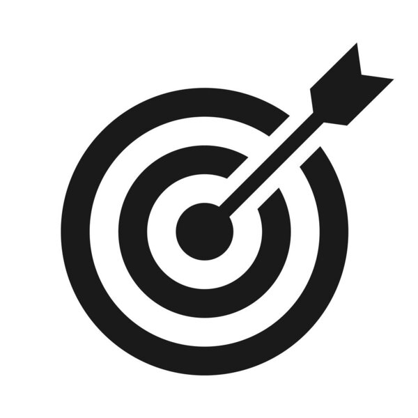 Bullseye business icon vector. Target with arrow illustration