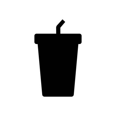 Silhouette cup of soft drink with straw icon vector illustration