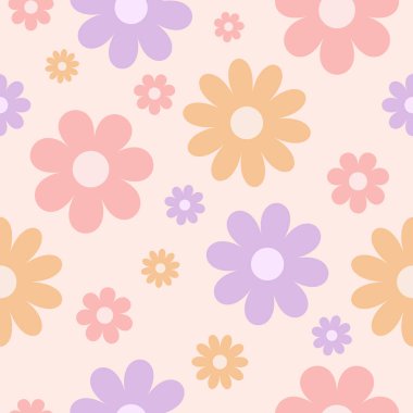 Cute pastel flower seamless pattern and texture background