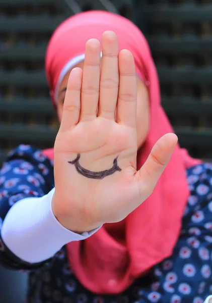 The Happy Hand Of The Sad Girl — Stock Photo, Image