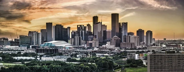 Houston Texas Mit Farbenfrohem Abendhimmel — Stockfoto