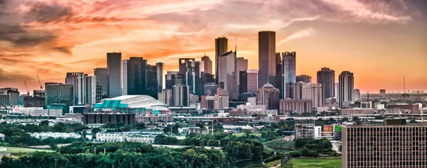 Houston Texas Con Cielo Colorido Atardecer — Foto de Stock