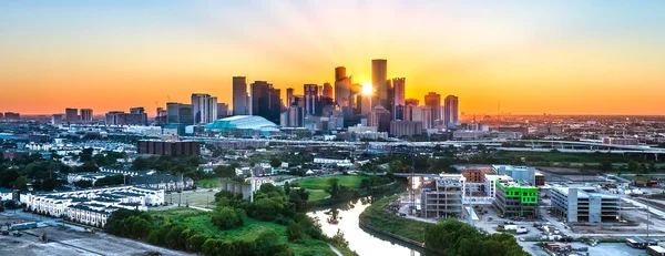 Houston Texas Kolorowe Niebo Zachód Słońca — Zdjęcie stockowe