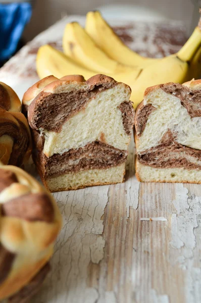 Banana bread with chocolate — Stock Photo, Image