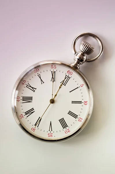Closeup view of a silver pocket watch. — Stock Photo, Image