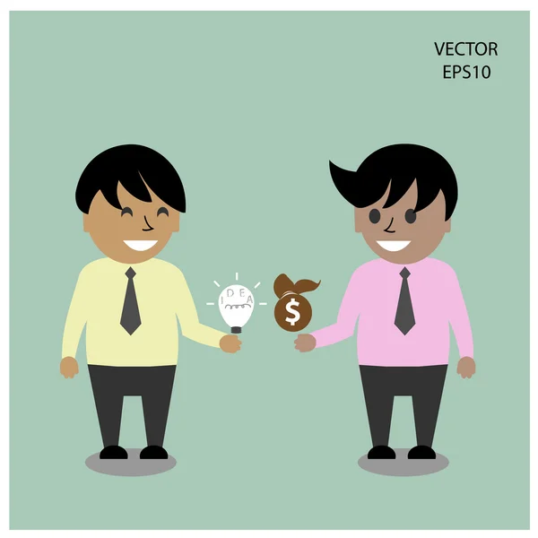 Empresario, ideas de negocios, dibujos animados de negocios — Vector de stock