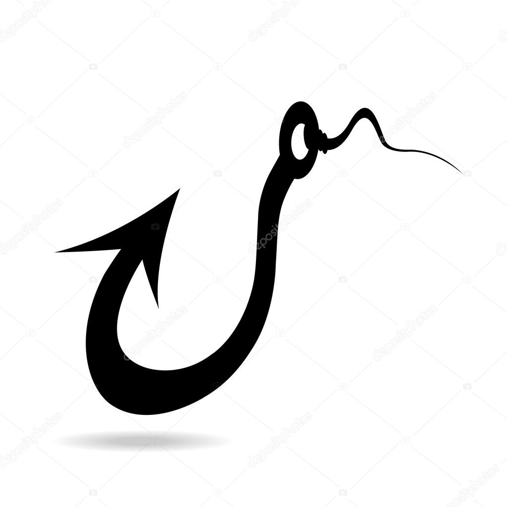 Perspective fishing hook icon