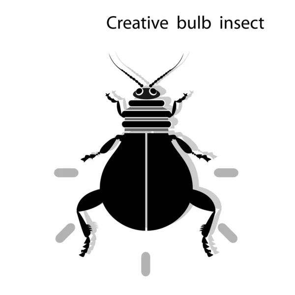 Bombilla creativa forma de insecto, conceptos de negocios e ideas . — Vector de stock