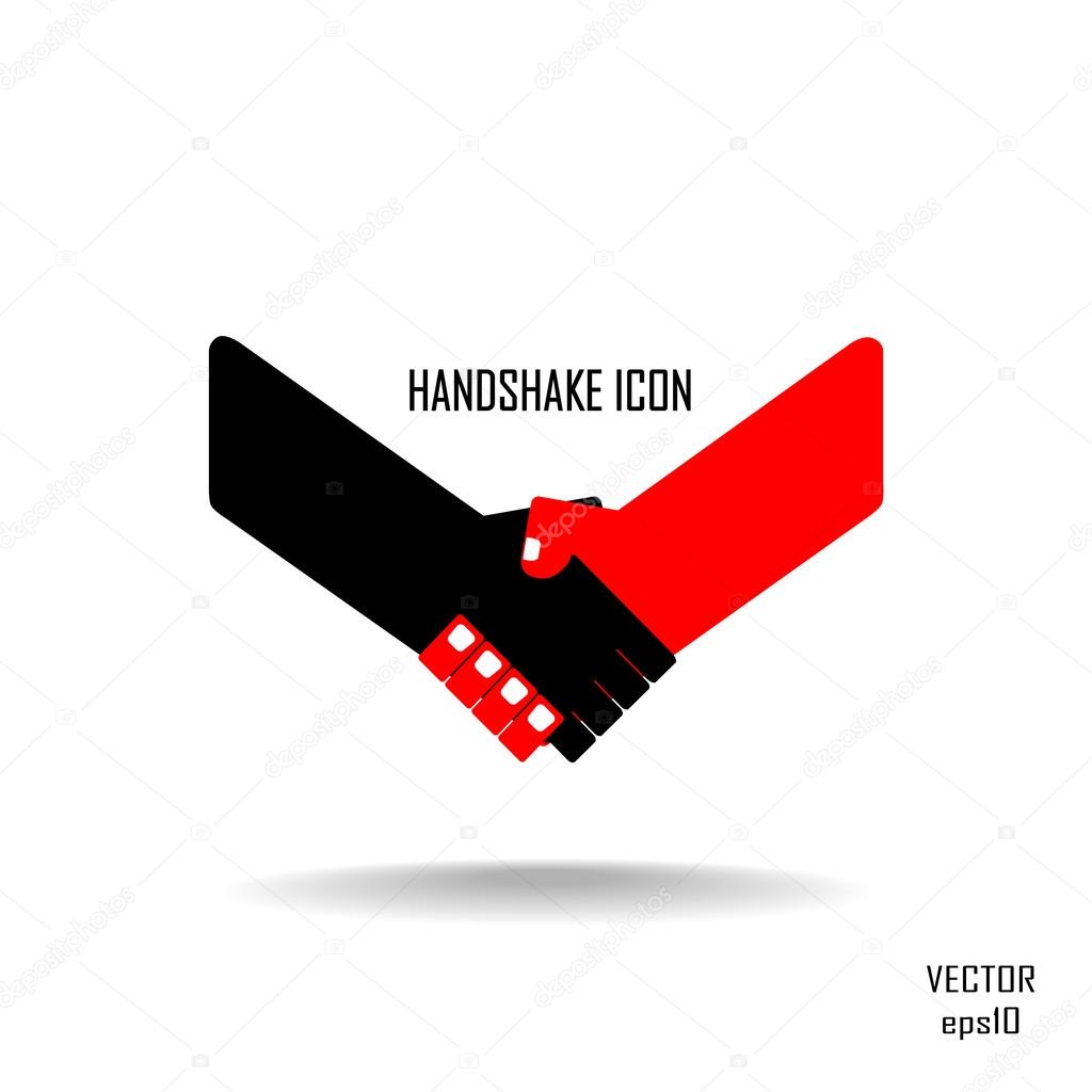 Handshake abstract sign vector design template. Business creative concept. Deal, contract, team, cooperation symbol ico
