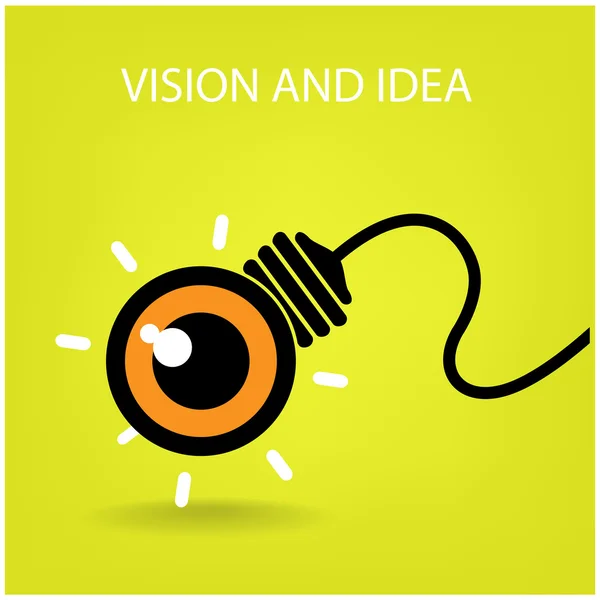 Segno di visione e idee, icona dell'occhio e simbolo aziendale, lampadina s — Vettoriale Stock