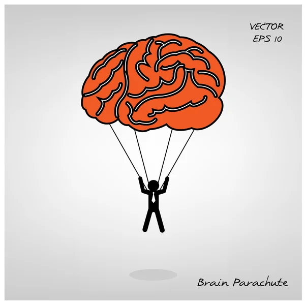 Paracaídas cerebral con empresario en segundo plano — Archivo Imágenes Vectoriales
