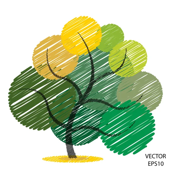 Color garabato árbol símbolo — Vector de stock