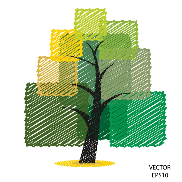 Color garabato árbol símbolo — Vector de stock