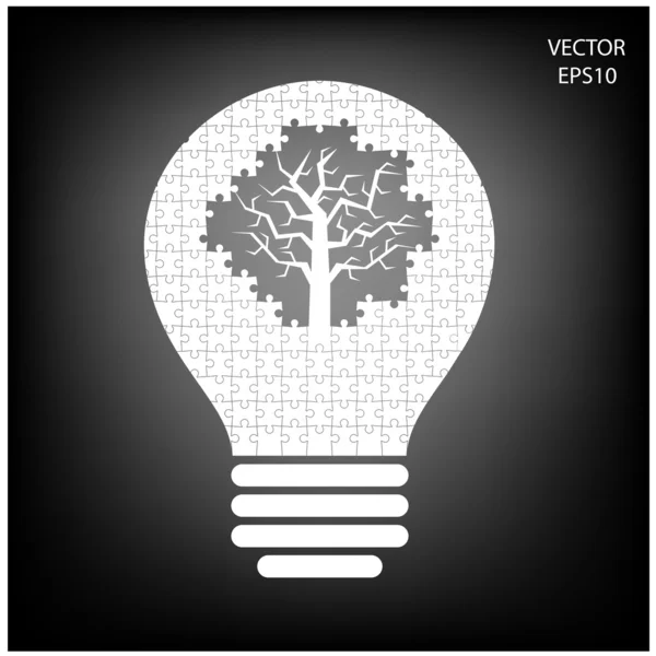 Puzzel gloeilamp — Stockvector