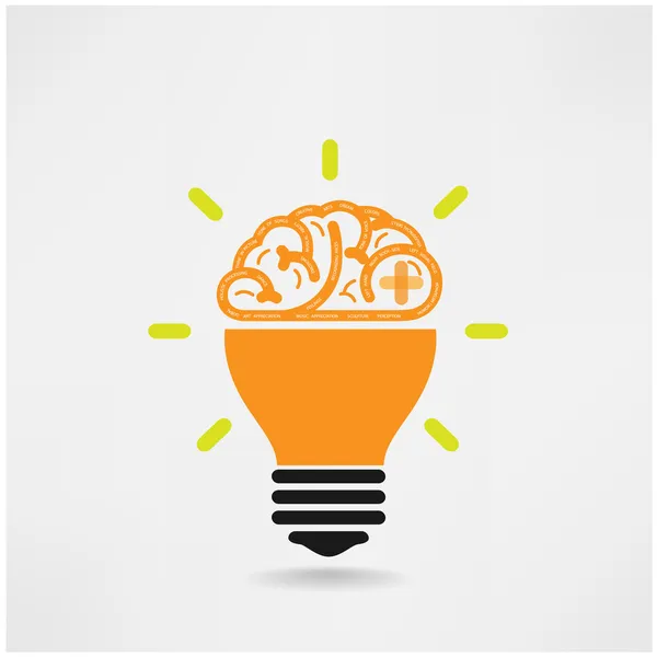 Símbolo cerebral creativo, signo de creatividad, símbolo comercial, conocimiento — Vector de stock