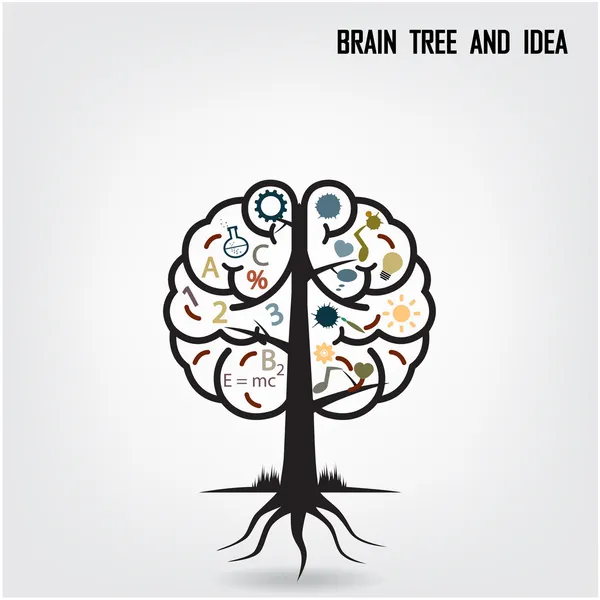 创造性大脑树形状标志 — 图库矢量图片