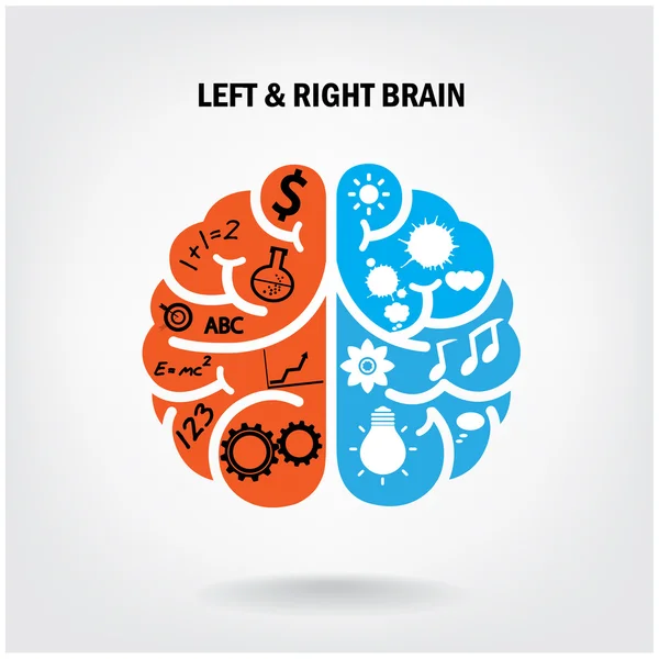 Cerebro izquierdo creativo y cerebro derecho — Archivo Imágenes Vectoriales