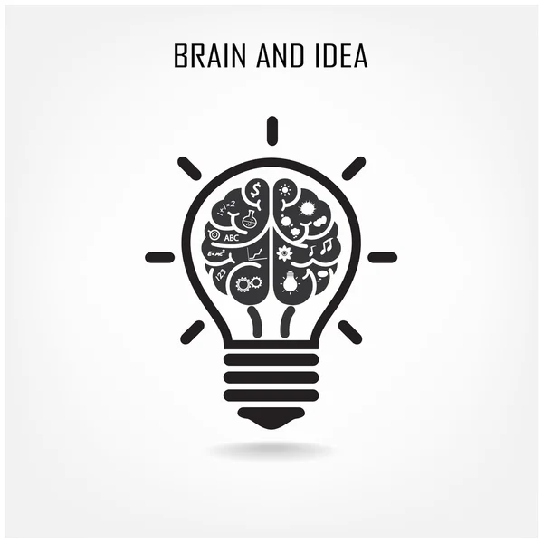 Cerebro creativo y bombilla — Archivo Imágenes Vectoriales