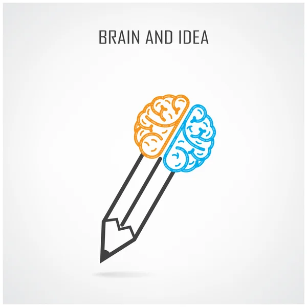Criativa direita e esquerda cérebro e lápis símbolo —  Vetores de Stock