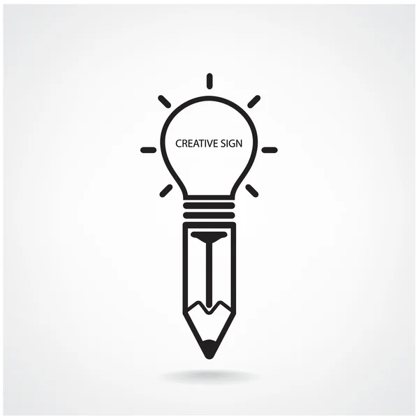 Kreativa light bulb och penna tecken — Stock vektor