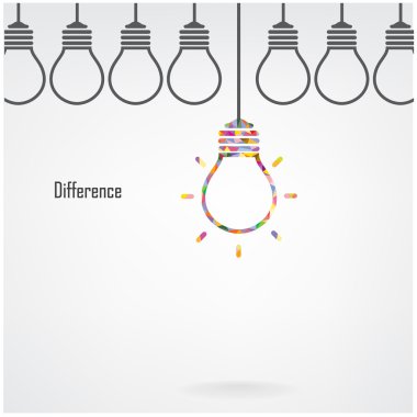 Creative light bulb idea and difference concept clipart