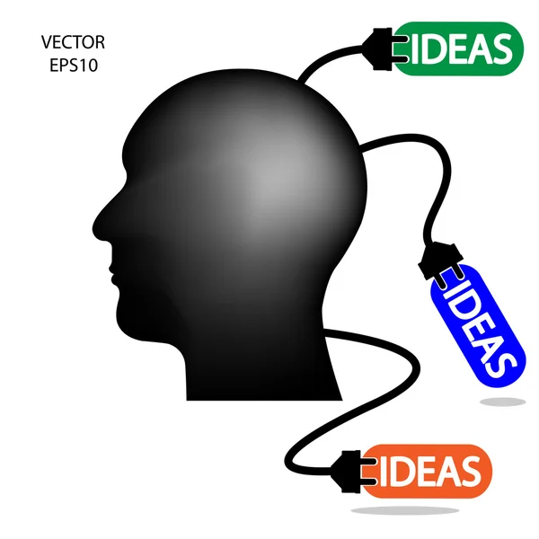 男人头用灯泡符号 — 图库矢量图片