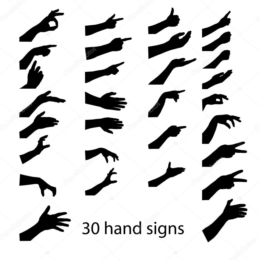 30 hands silhouettes