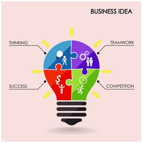 Kreative Glühbirne und Geschäftsidee — Stockvektor
