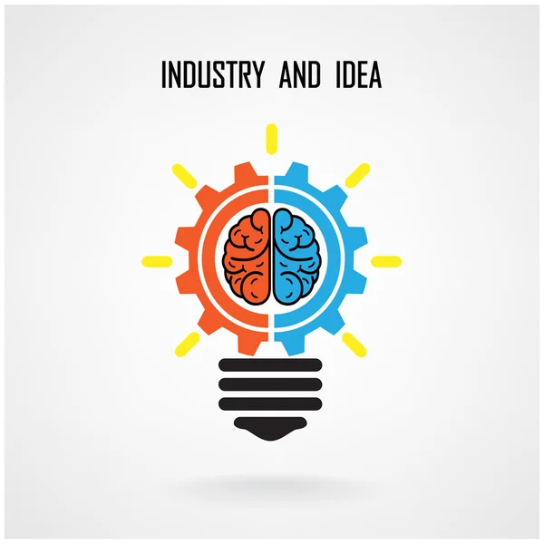 Creative light bulb concept and brain sign on background — Stock Vector