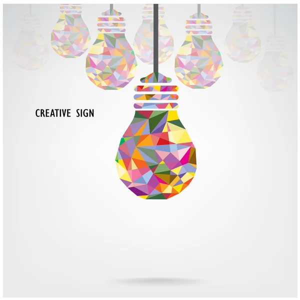 Creatieve gloeilamp concept achtergrond, business idee, abstract — Stockvector