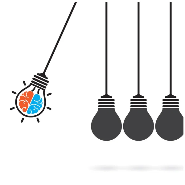 Le concept de berceau de Newton sur fond, ampoule créative Idea c — Image vectorielle
