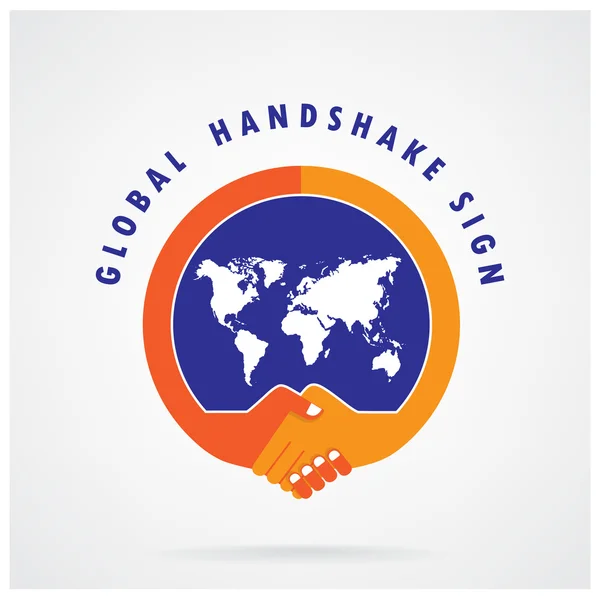 Globální handshake abstraktní znak. podnikatelský koncept. — Stockový vektor