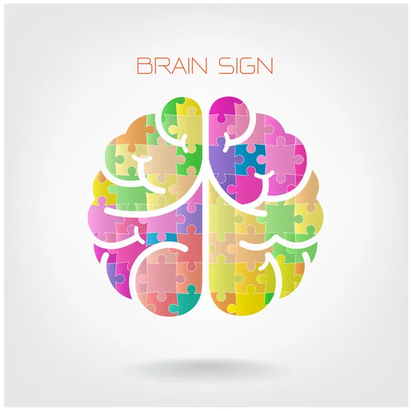 Creative jigsaw left and right brain sign — Stock Vector