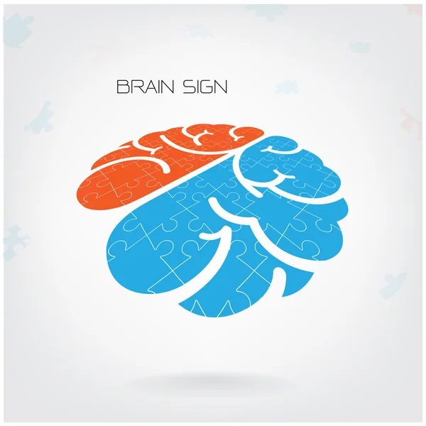 Puzzle créatif gauche et droit signe du cerveau — Image vectorielle