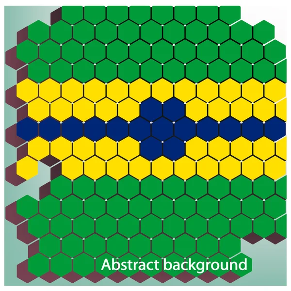 Vector hexagon background in Brazil flag concept. — Stock Vector