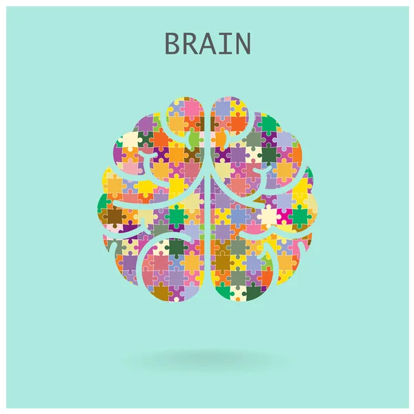 Creative jigsaw left and right brain on background ,abstract bac — Stock Vector