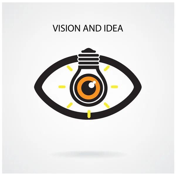 Visión y concepto creativo de la idea de la bombilla, símbolo del ojo — Vector de stock