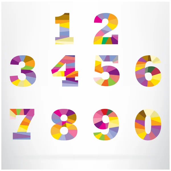 Polígono alfabeto número colorido estilo fonte — Vetor de Stock