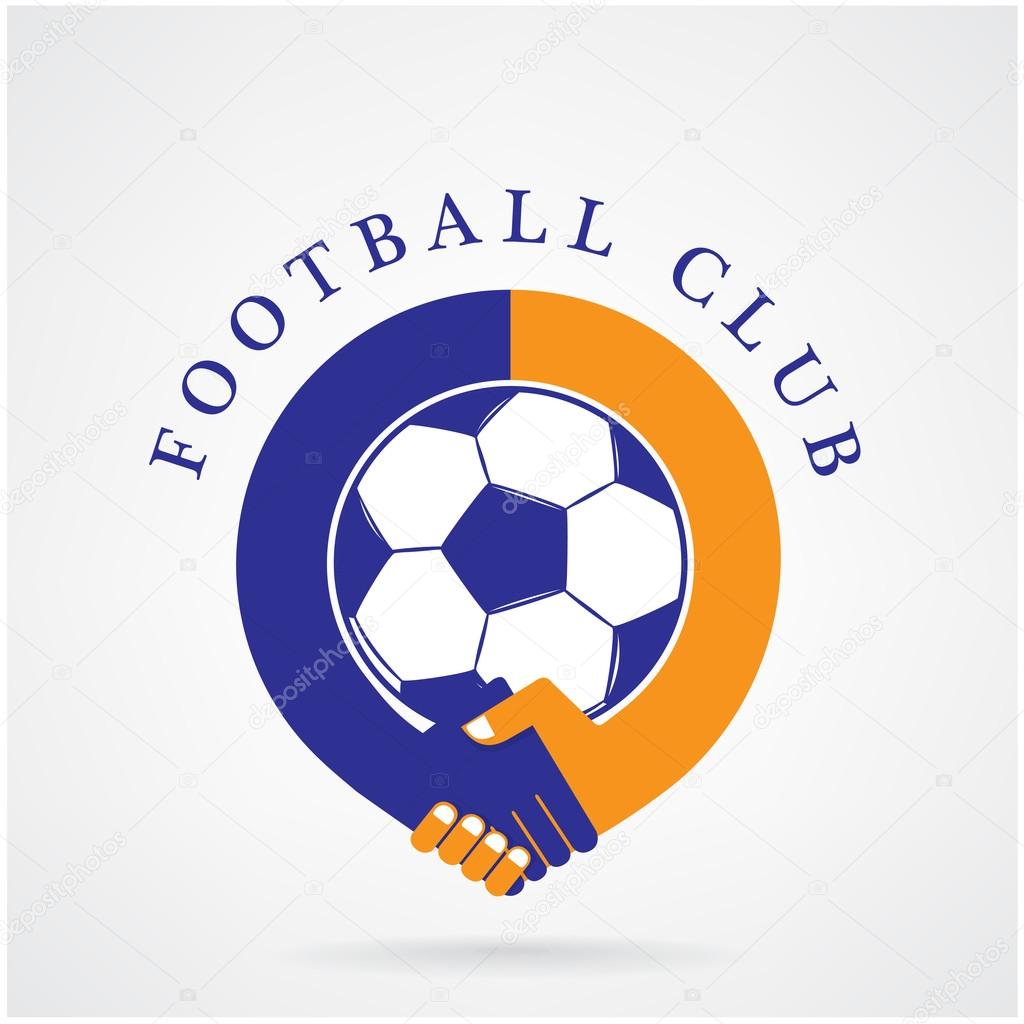 Football sign and handshake abstract vector design template