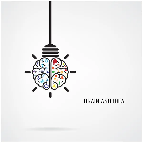 Cerebro creativo Idea y concepto de bombilla — Vector de stock