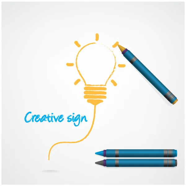 Renkli kurşun kalem boya kalemleri ile yaratıcı ampul işaret — Stok Vektör