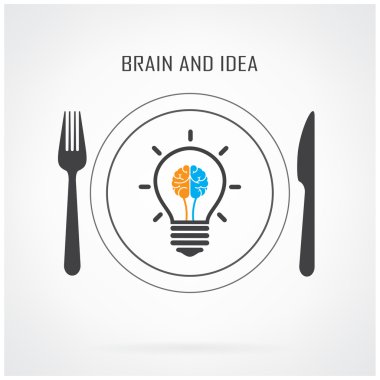 Creative light bulb  idea and brain concept background clipart