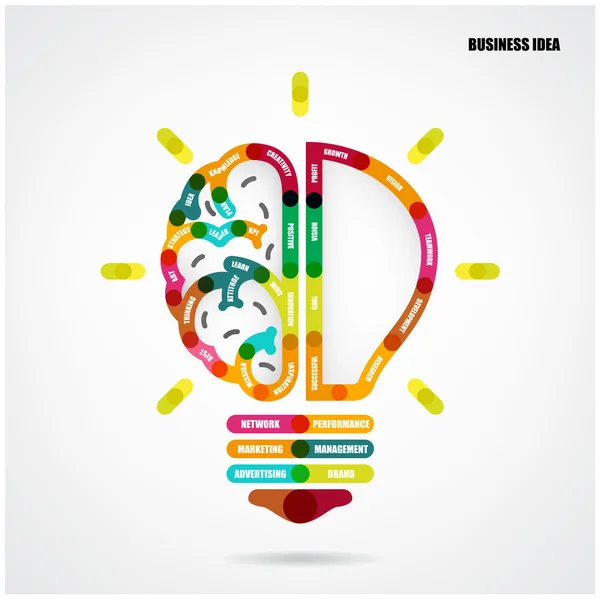 Creative light bulb concept with business idea background — Stock Vector