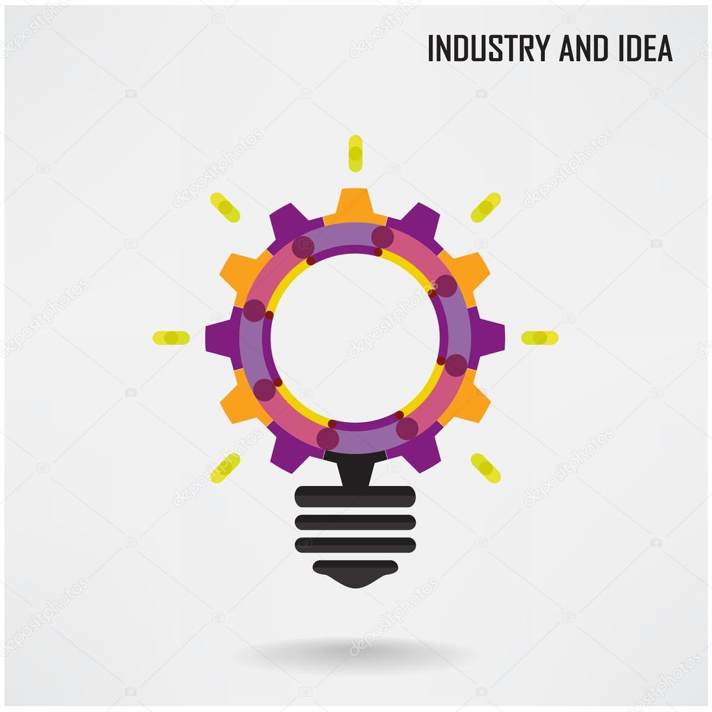 Creative light bulb with industrial concept background design