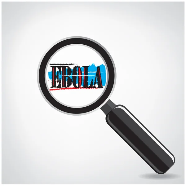 埃博拉病毒搜索标记或背景上的放大镜符号 — 图库矢量图片