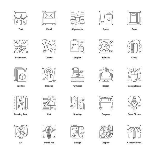 Набір Піктограм Мистецтва Веб Графічного Дизайну Тонкий Вектор Стилю Лінії — стоковий вектор