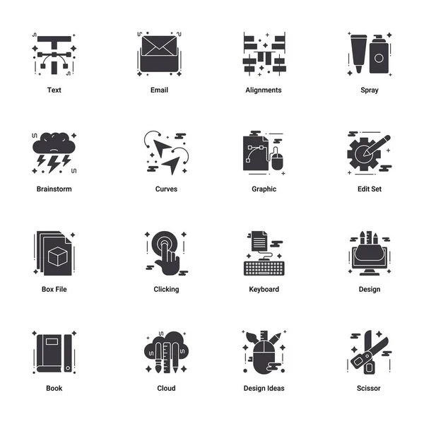 Art Designing Drawing Web Graphic Design Icons Set Glyph Vector — Archivo Imágenes Vectoriales